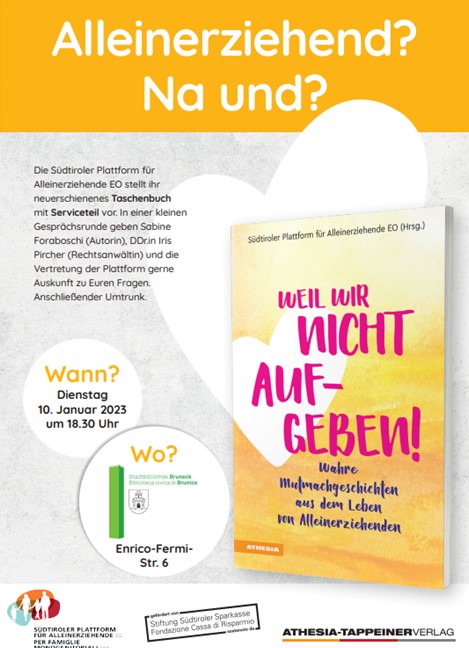 Buchvorstellung "Weil wir nicht aufgeben" am 10.01.2023, 18.30- 20.00 Uhr, Stadtbibliothek Bruneck