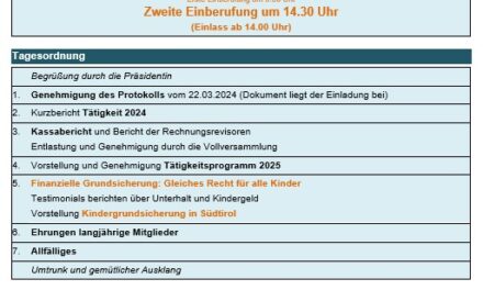 Vollversammlung am 29.03.2025 um 14.30 Uhr
