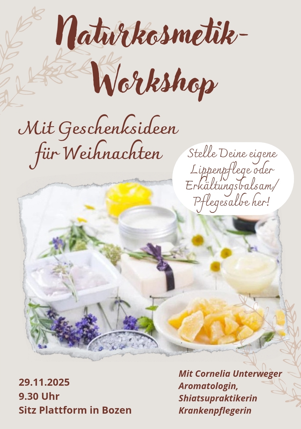Workshop Naturkosmetik am 29.11.2025 um 9.30 Uhr